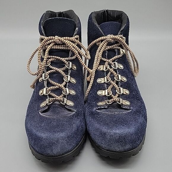 Vintage Vasque/Voyageur Blue Suede Leather Vibram Sole Hiking Boots 80s - Picture 3 of 12
